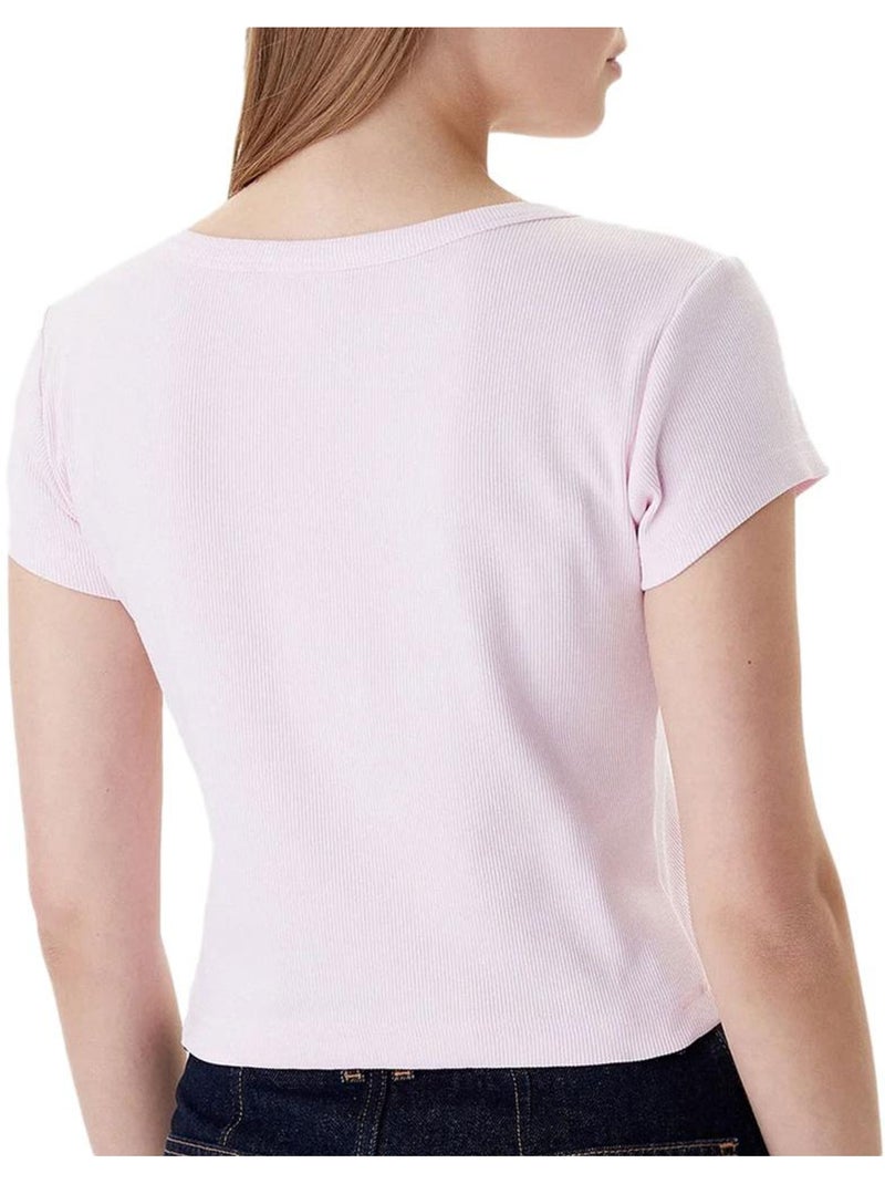 T-Shirt Calvin Klein Rosa Pó Mulher Etiqueta 2x2 Rosa - Kiabi
