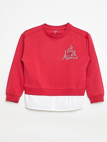 T-shirt camisa efeito 2 em 1