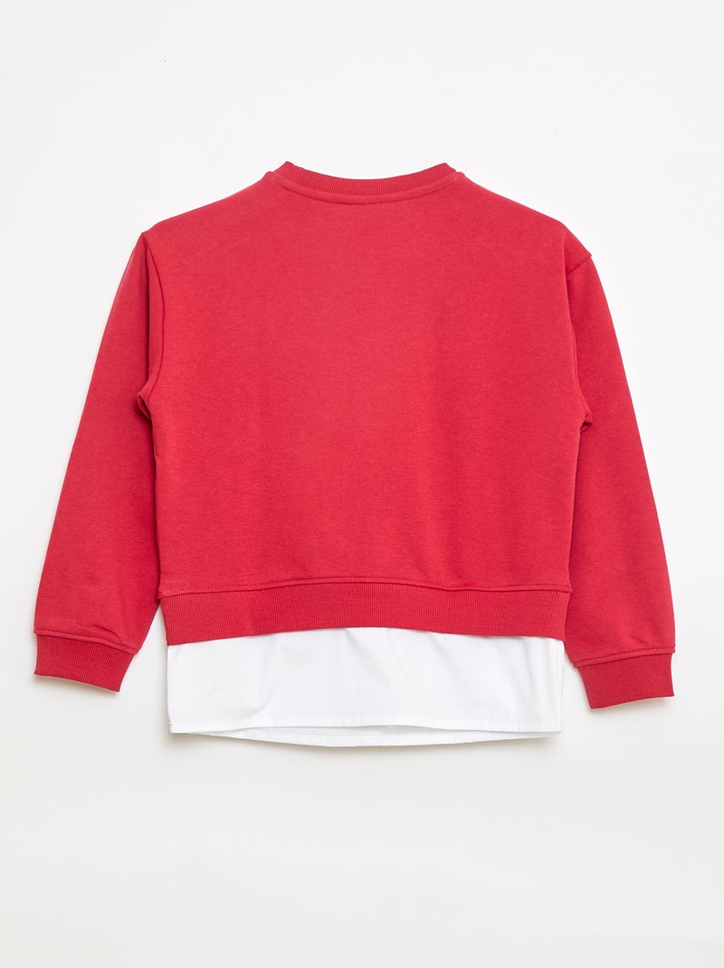 T-shirt camisa efeito 2 em 1 Vermelho - Kiabi