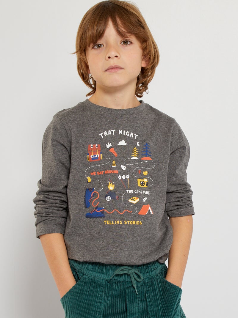 T-shirt 'camping' CINZA - Kiabi