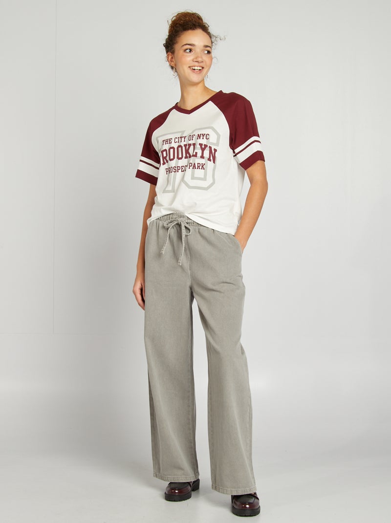 T-shirt campus com gola em bico VERMELHO - Kiabi