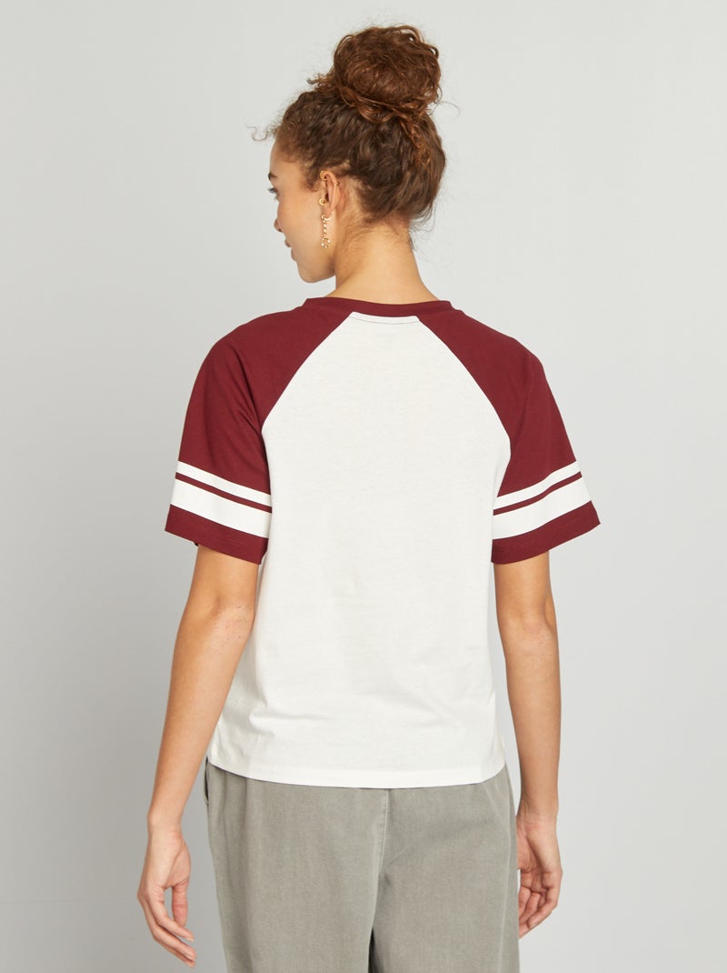 T-shirt campus com gola em bico VERMELHO - Kiabi