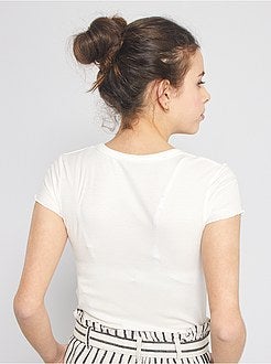 T-shirt canelada com botões - Kiabi