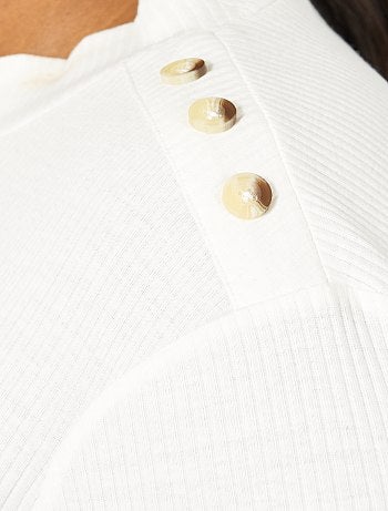 Mulher tamanhos grandes - T-shirt canelada com botões - Kiabi