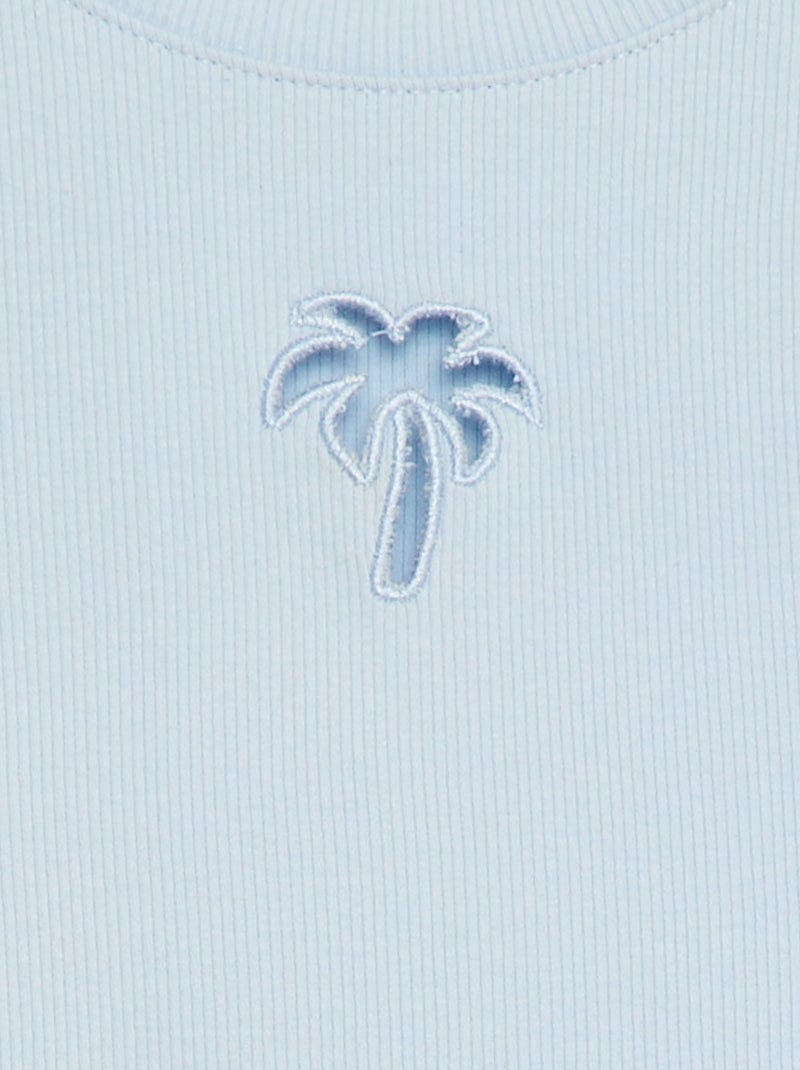 T-shirt canelada com coração de fantasia AZUL - Kiabi