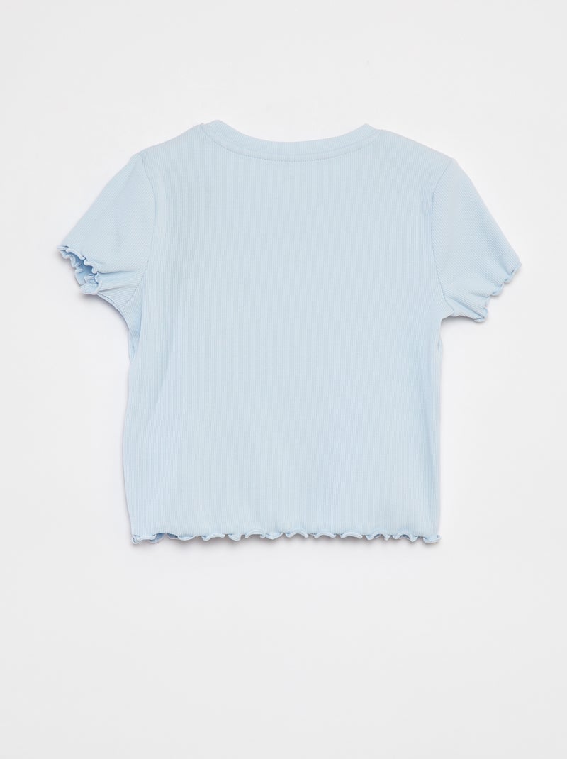 T-shirt canelada com coração de fantasia AZUL - Kiabi