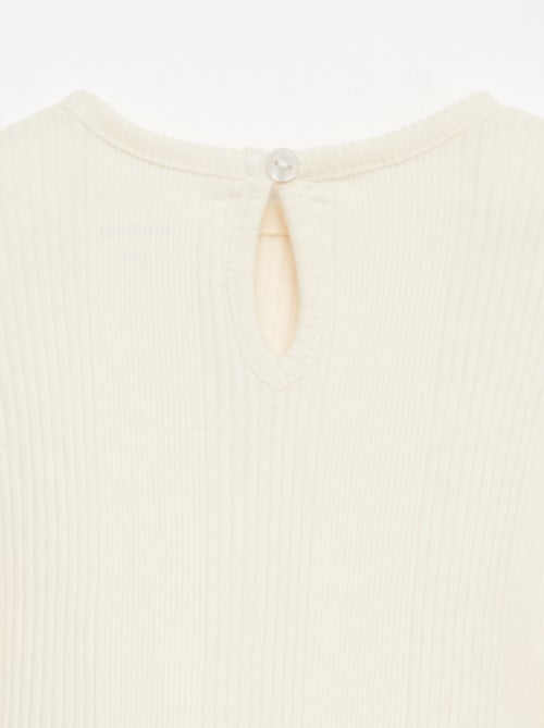 T-shirt canelada com detalhes franzidos - Kiabi