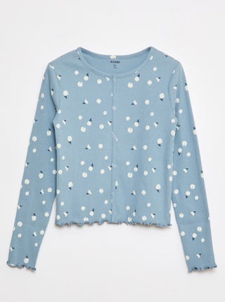 T-shirt canelada com flores