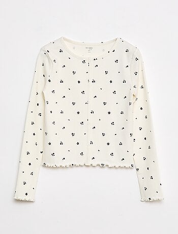 T-shirt canelada com flores