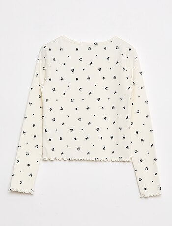 T-shirt canelada com flores