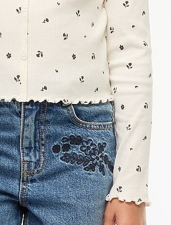 T-shirt canelada com flores