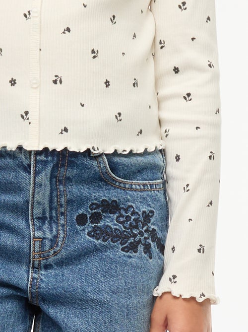 T-shirt canelada com flores - Kiabi