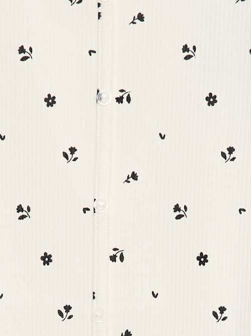 T-shirt canelada com flores - Kiabi