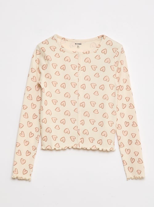 T-shirt canelada com flores - Kiabi