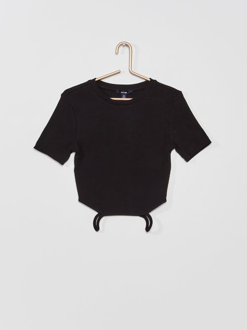 T-shirt canelada com gola redonda - Kiabi