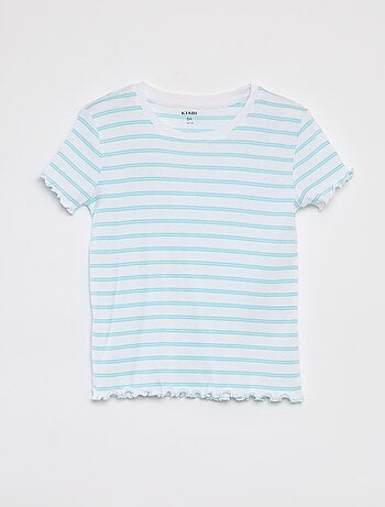 T-shirt canelada com rebordos ondulados e motivos