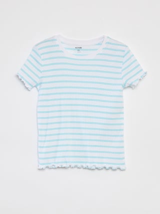 T-shirt canelada com rebordos ondulados e motivos