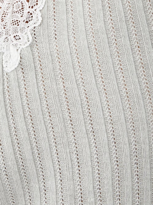 T-shirt canelada com renda Thermolactyl 'Damart' - Kiabi