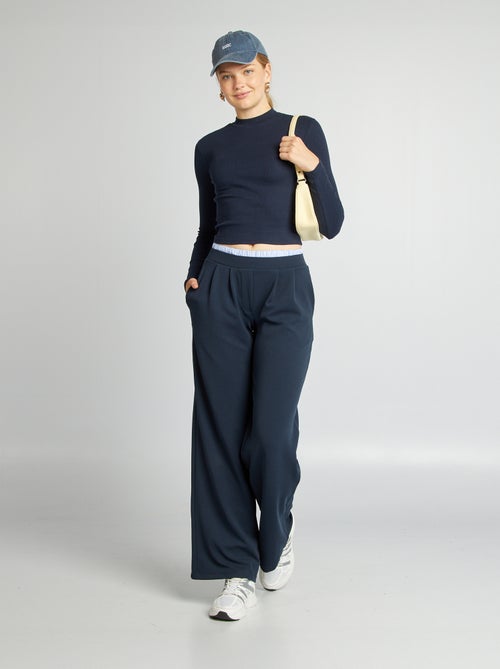 T-shirt canelada de manga comprida - Kiabi