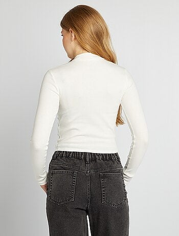 T-shirt canelada de manga comprida