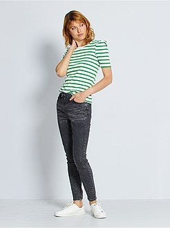 T-shirt canelada e mangas de balão - Kiabi