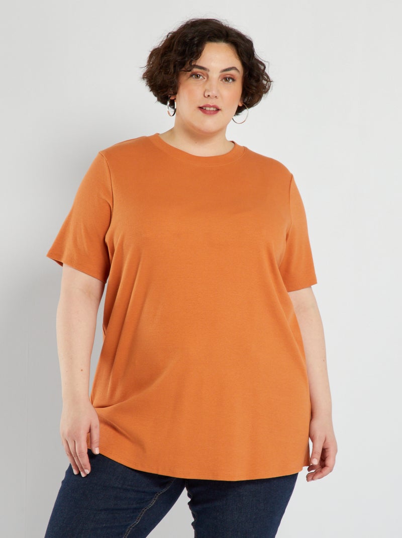 T-shirt canelada lisa LARANJA - Kiabi