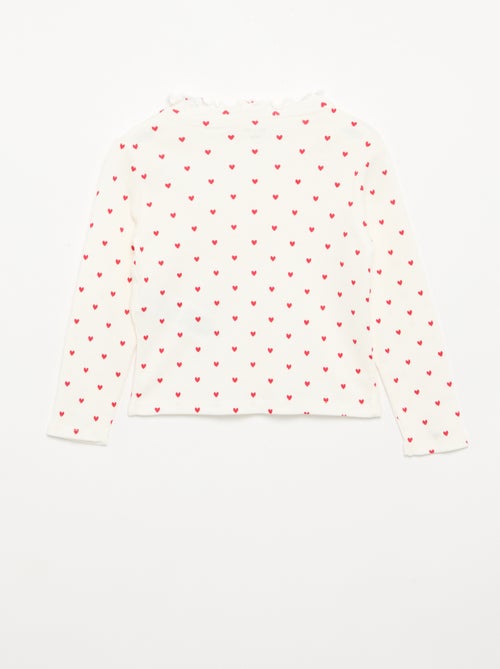 T-shirt canelado com gola ondulada - Kiabi