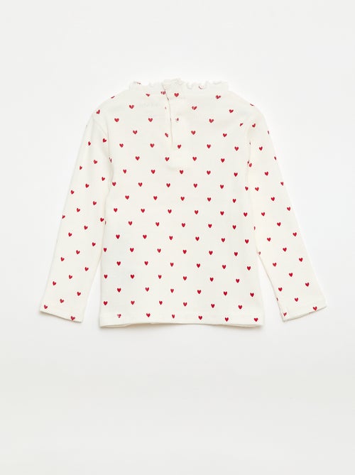 T-shirt canelado com gola ondulada - Kiabi