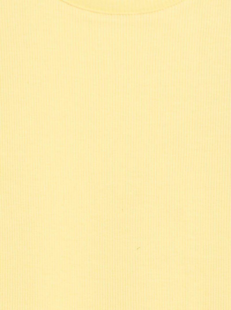 T-shirt canelado com mangas com folhos Amarelo - Kiabi
