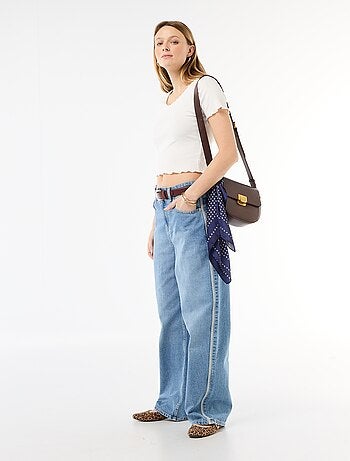 T-shirt canelado de manga curta com folhos