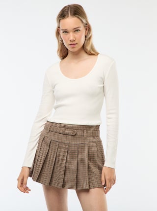 T-shirt canelado de mangas compridas