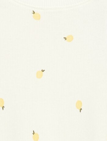 T-shirt canelado de mangas curtas com folhos