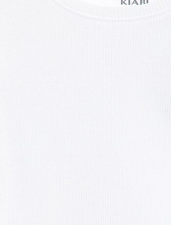 T-shirt canelado de mangas curtas com folhos