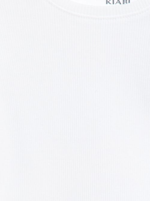 T-shirt canelado de mangas curtas com folhos - Kiabi