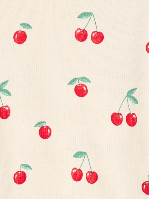 T-shirt canelado de mangas curtas com folhos - Kiabi