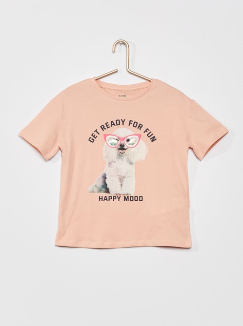 T-shirt 'cão' de gola redonda - Kiabi