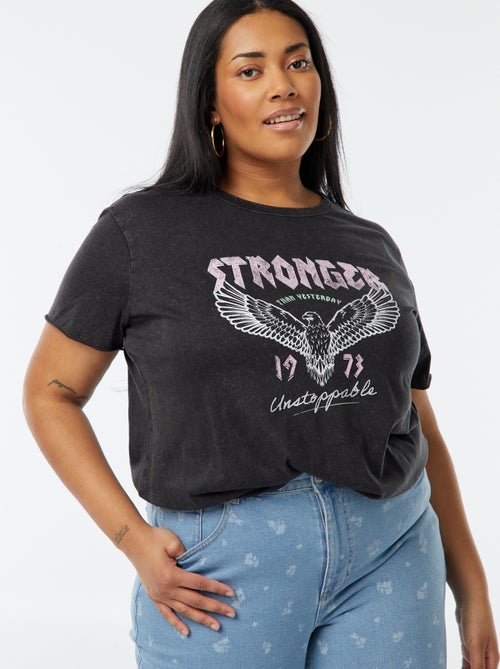 T-shirt 'Carmakoma' com estampado e motivo de leopardo - Kiabi