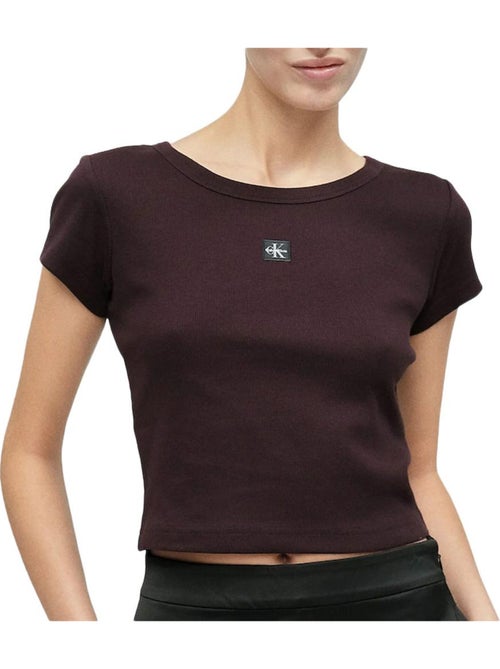 T-Shirt Castanha Calvin Klein para Mulher com Logótipo - Kiabi T-Shirt Castanha Calvin Klein para Mulher com Logótipo - Kiabi