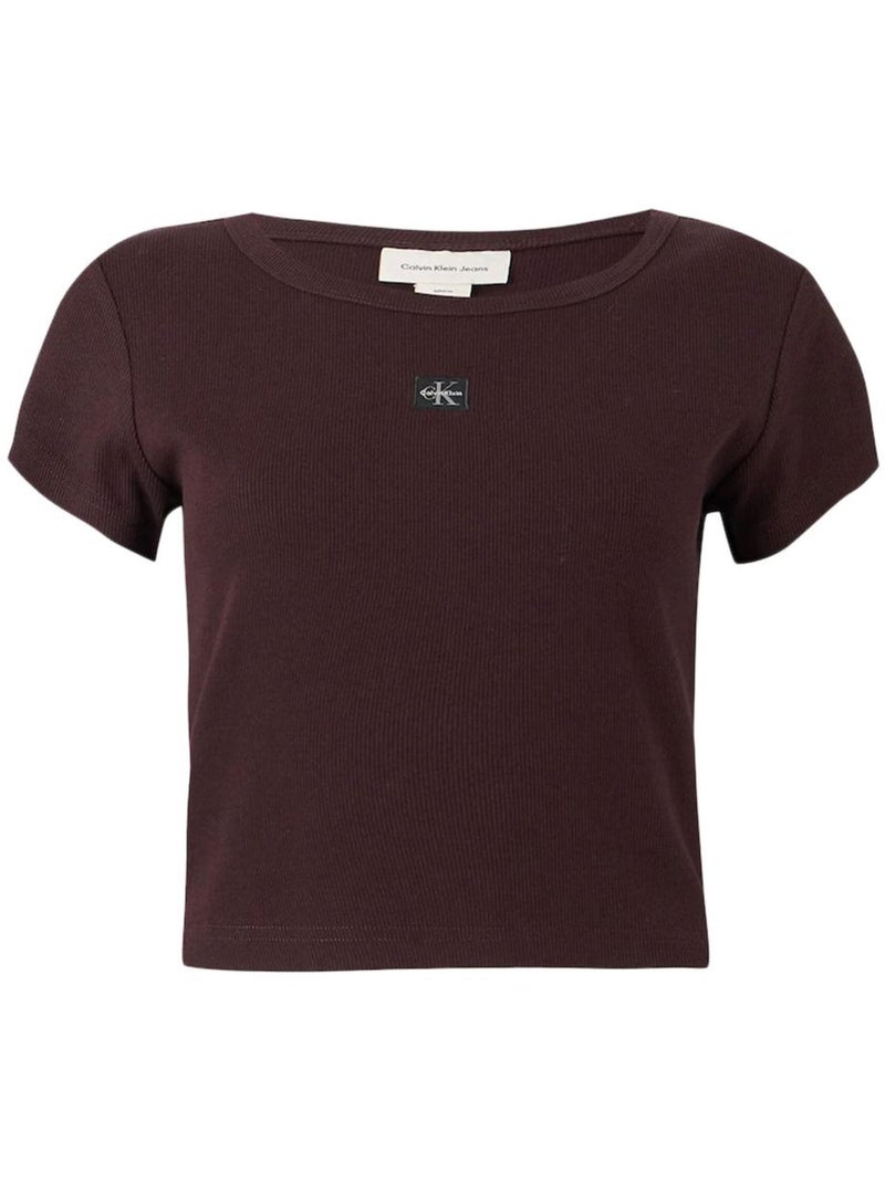 T-Shirt Castanha Calvin Klein para Mulher com Logótipo Castanho-capuccino - Kiabi