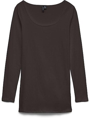 T-shirt Castanha de Manga Comprida Vero Moda Maxi My para Mulher
