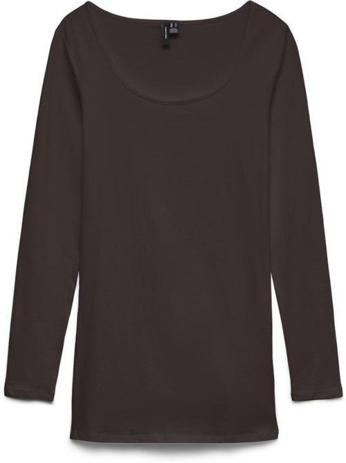 T-shirt Castanha de Manga Comprida Vero Moda Maxi My para Mulher - Kiabi T-shirt Castanha de Manga Comprida Vero Moda Maxi My para Mulher - Kiabi
