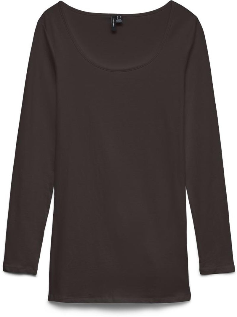 T-shirt castanha de manga comprida vero moda maxi my para mulher Castanho-capuccino - Kiabi