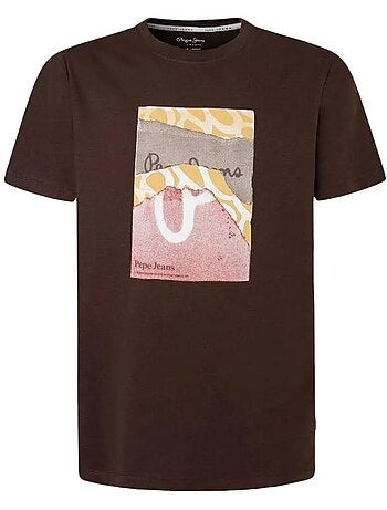 T-shirt castanha para homem pepe jeans kenelm