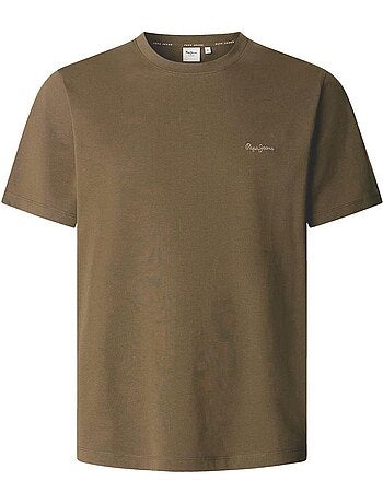 T-shirt castanho escuro masculino pepe jeans contrast connor