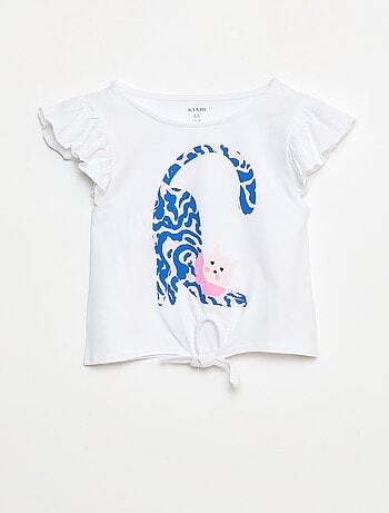 T-shirt casual em jersey de algodão