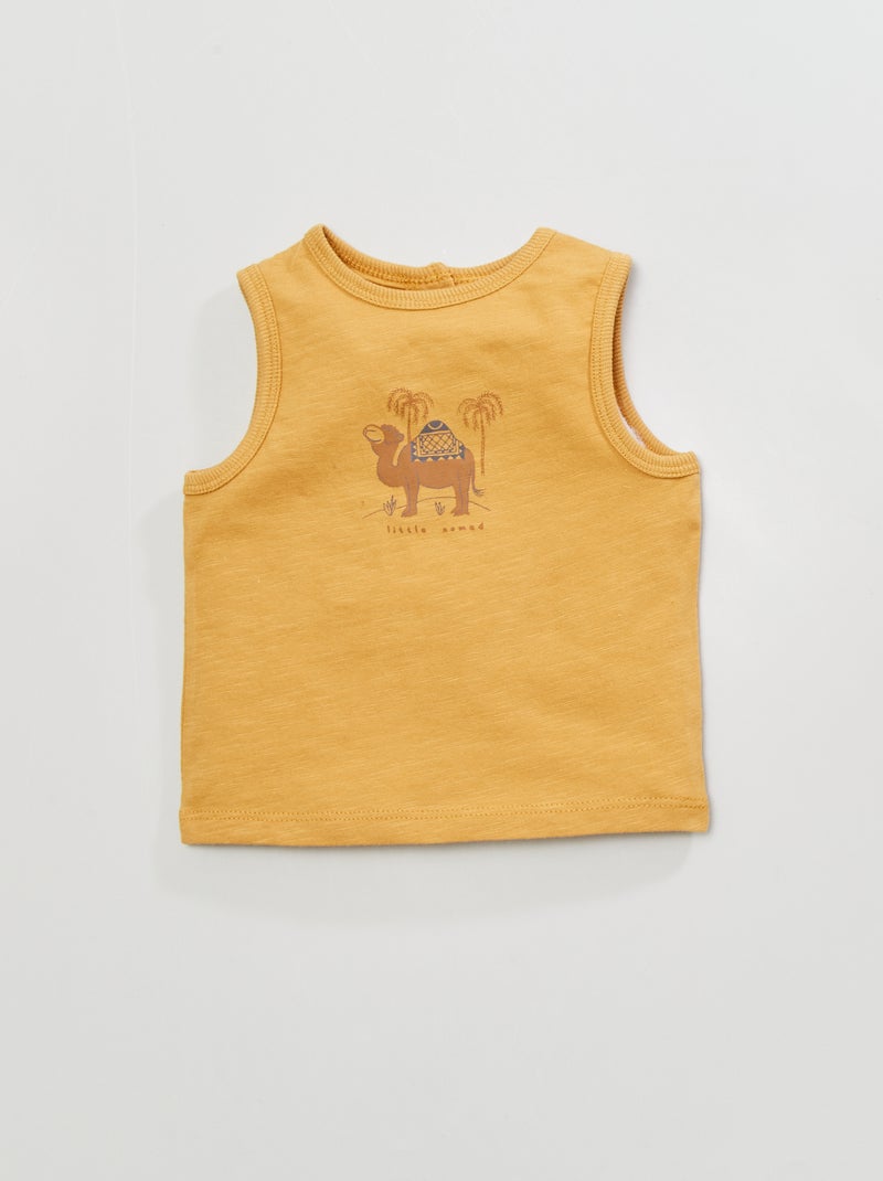 T-shirt caveada em malha jersey AMARELO - Kiabi