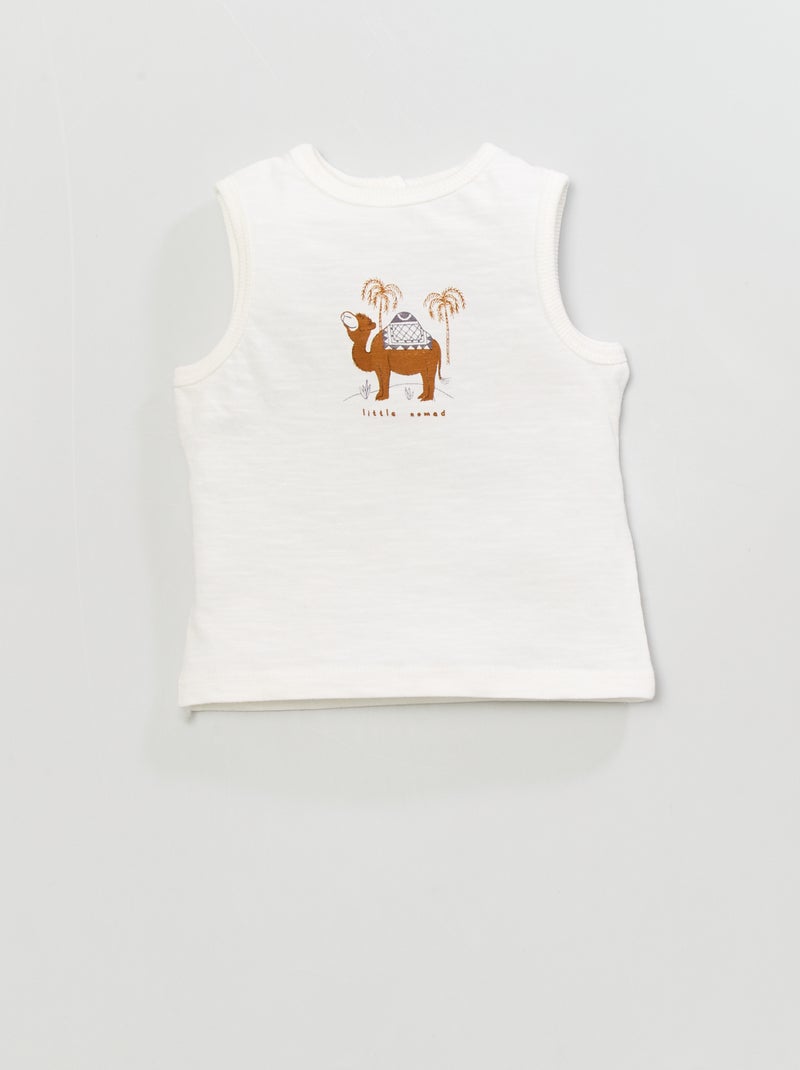 T-shirt caveada em malha jersey BRANCO - Kiabi
