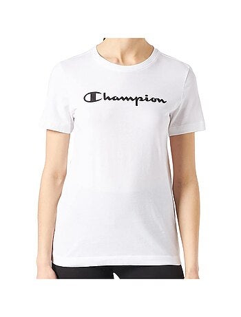 T-shirt champion branco de gola redonda para mulher
