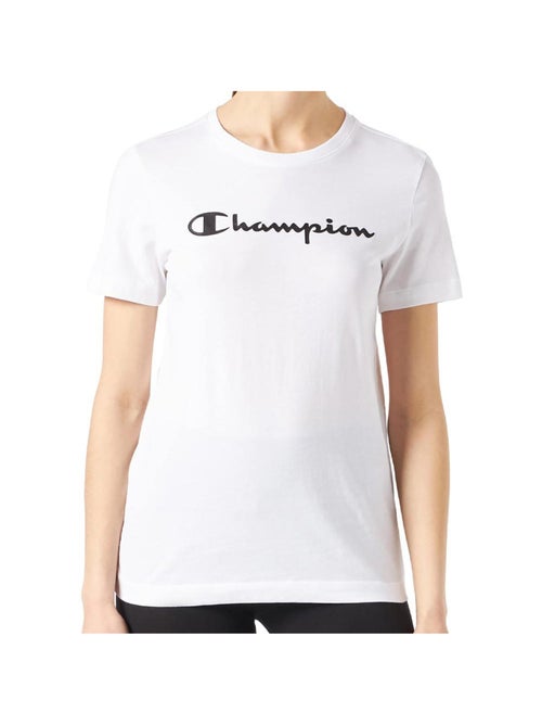 T-shirt champion branco de gola redonda para mulher - Kiabi