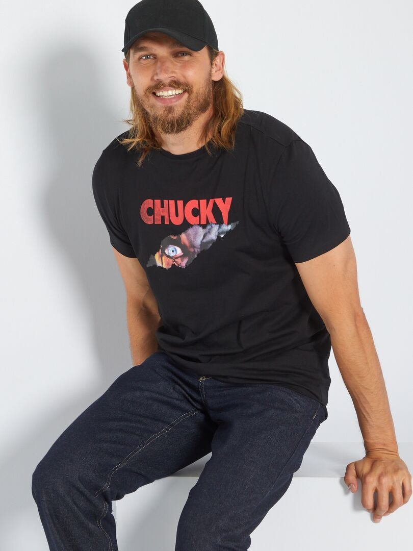 T-shirt 'Chucky' em malha jersey PRETO - Kiabi